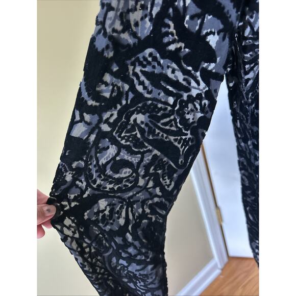 Johnny Was 4 Love and Liberty black Burnout Velvet Floral Silk Blend Top Size S - Picture 5 of 14